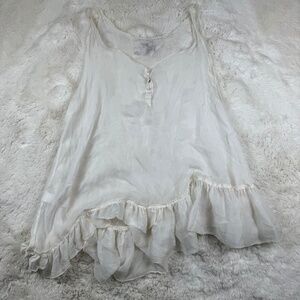 Magnolia Pearl Love Vintage 100% Silk Made in USA Blouse Ruffle Asymmetrical